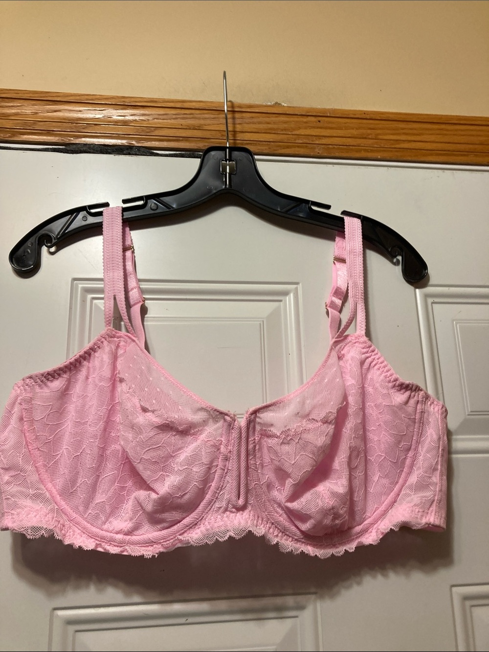 Women's Pink Lace Support‎ Bra - Soft Lace Underwire 42D